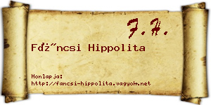 Fáncsi Hippolita névjegykártya